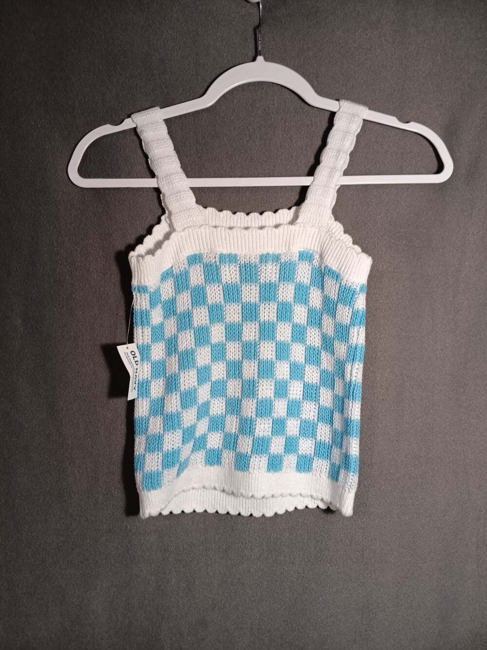 Old Navy Girls Blue White Checker Sweater Tank Top Medium 8 New NWT - Picture 3 of 4
